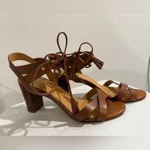 Sezane strappy brown leather high heels, size 39 EU / 8.5 US